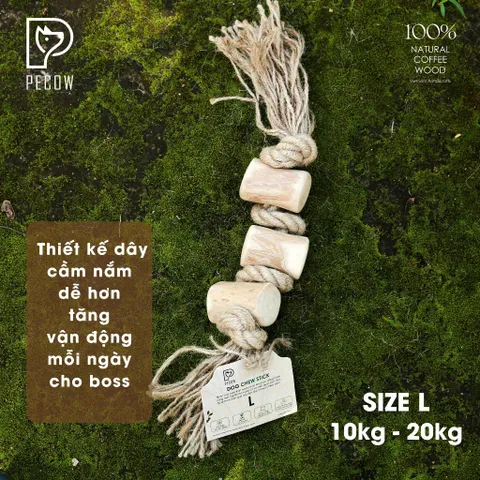 Dây thừng thắt nút từ gỗ cà phê đủ kích thước - Giảm mảng bám, sạch răng cho thú cưng