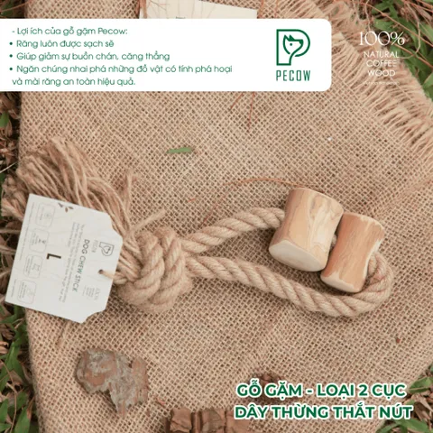 Gỗ gặm thắt nút bằng gỗ cà phê và dây thừng Size L bản 2 cục dành cho thú cưng