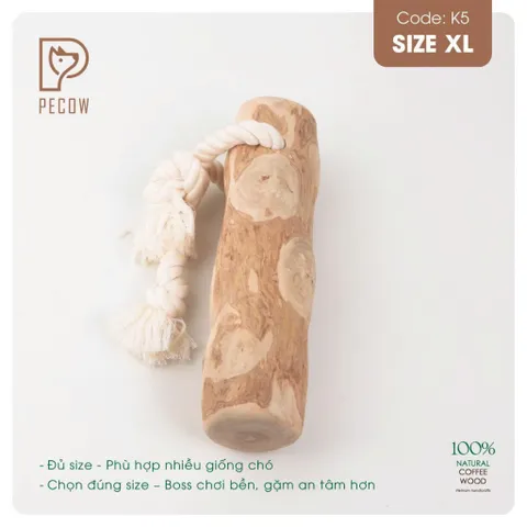 Que từ gỗ cà phê gắn dây kiểu 2 K5 - Size XL - Làm sạch răng, giải stress cho boss