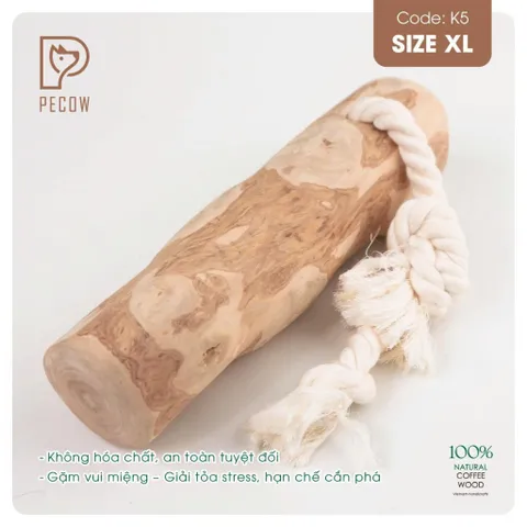Que từ gỗ cà phê gắn dây kiểu 2 K5 - Size XL - Làm sạch răng, giải stress cho boss