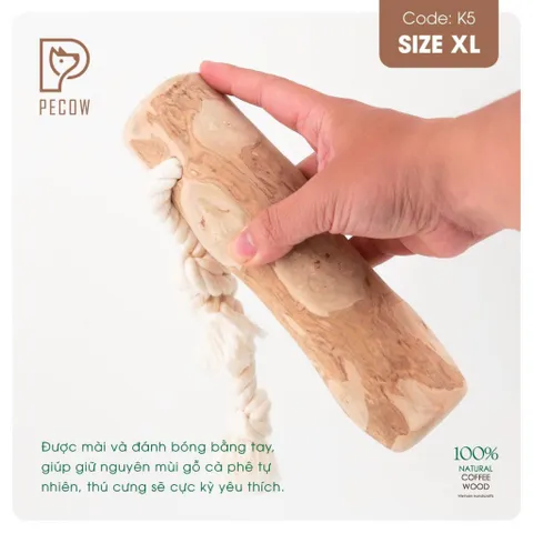 Que từ gỗ cà phê gắn dây kiểu 2 K5 - Size XL - Làm sạch răng, giải stress cho boss