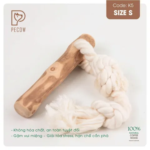 Que từ gỗ cà phê gắn dây kiểu 2 K5 - Size S - Làm sạch răng, giải stress cho boss
