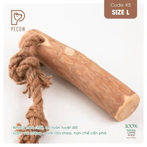 Que từ gỗ cà phê gắn dây kiểu 2 K5 - Size L - Làm sạch răng, giải stress cho boss