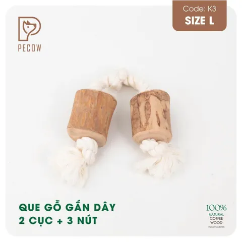 Que từ gỗ cà phê gắn dây 2 cục + 3 nút K3 - Size L