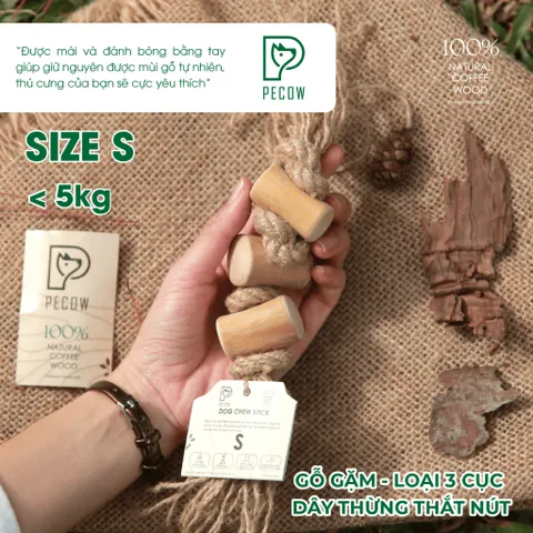 Gỗ gặm PeCow que nhai kết hợp dây thừng bản 3 cục dành cho thú cưng
