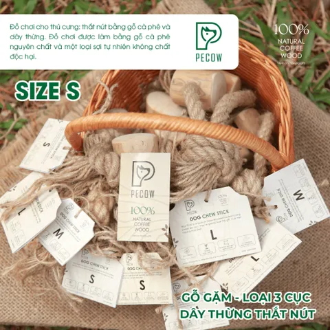 Gỗ gặm PeCow que nhai kết hợp dây thừng bản 3 cục dành cho thú cưng