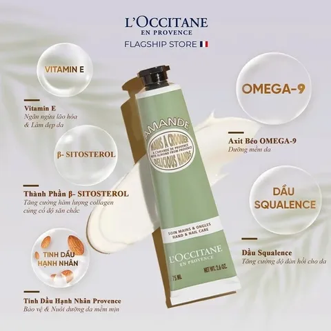 Kem Dưỡng Da Tay Hương Hạnh Nhân L'Occitane En Provence Almond Cream 150ml - Kem Dưỡng Ẩm Cho Da Mềm Mại