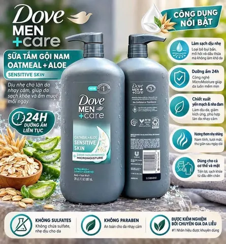 Sữa tắm Dove Men+Care Sensitive Skin cho da nhạy cảm 887ml ?️ Giá rẻ