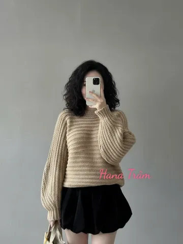 Áo khoác len nữ dáng rộng mặc được 2 kiểu