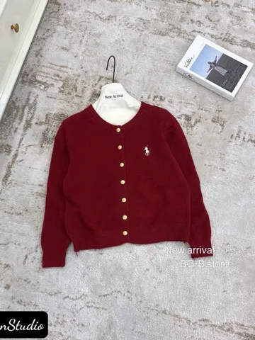 Áo khoác len nữ tay dài nút đồng thêu ngựa