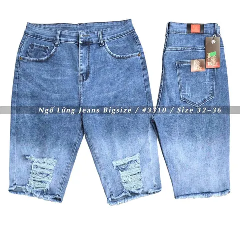 [Bigsize] Quần Jean Lửng Gối Nữ Hàng Co Giãn Mạnh Mẫu Rách Loang Màu Từ 60-85kg Mã 4241