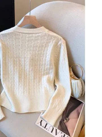 Áo Len Nữ Cardigan Thêu Gấu Đính Cúc Trái Tim Nhiều Màu Trẻ Trung, Chất liệu Len Lông Thỏ Mềm Mại