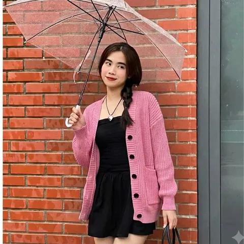 Áo Khoác Len Cardigan Nữ Dáng Rộng Phong Cách Hàn Quốc