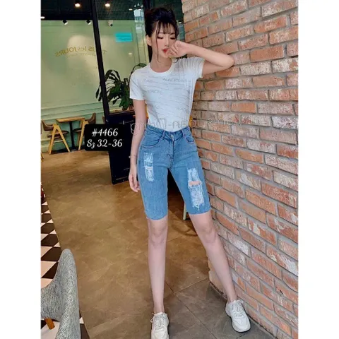 [Bigsize] Quần Jean Lửng Gối Nữ Hàng Co Giãn Mạnh Mẫu Rách 2 Bên Mã 4466