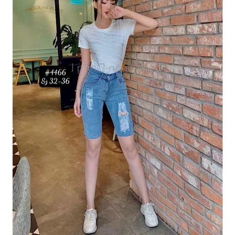 [Bigsize] Quần Jean Lửng Gối Nữ Hàng Co Giãn Mạnh Mẫu Rách 2 Bên Mã 4466