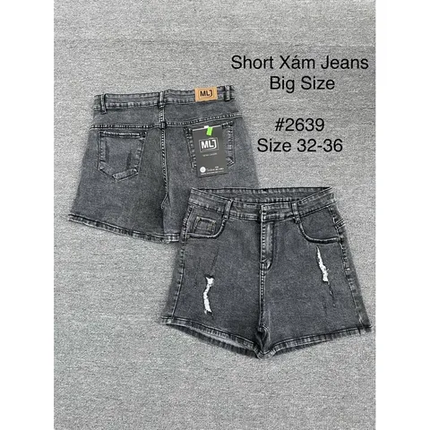 [Bigsize] Quần Sọt Jean Nữ Hàng Co Giãn Mạnh Mẫu Rách Màu Xám 2639