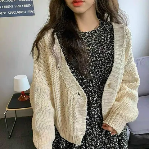 Áo khoác len cardigan nữ 1 nút tay dài