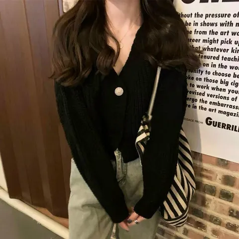 Áo khoác len cardigan nữ 1 nút tay dài