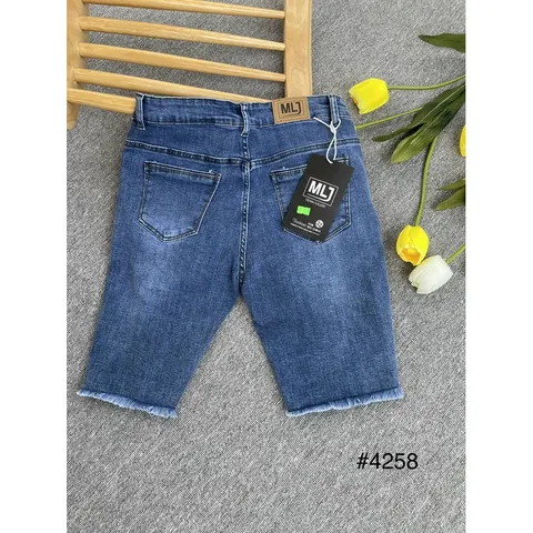 [Bigsize] Quần Jean Lửng Gối Nữ Hàng Co Giãn Mạnh Kiểu Rách In Hình 4323