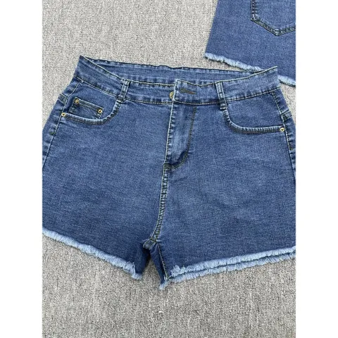 [Bigsize] Quần Sọt Jean Nữ Mẫu Trơn Tua Lai Hàng Co Giãn 4277