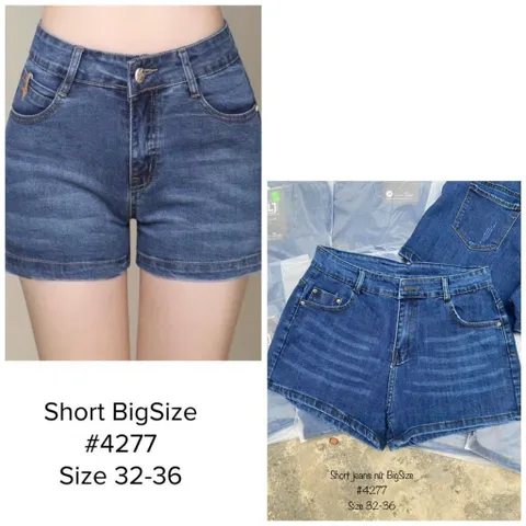 [Bigsize] Quần Sọt Jean Nữ Mẫu Trơn Tua Lai Hàng Co Giãn 4277