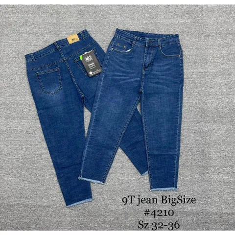 [Bigsize] Quần Jean Nữ 9 Tấc Hàng Co Giãn Mẫu Trơn Màu Xanh Đậm 4210