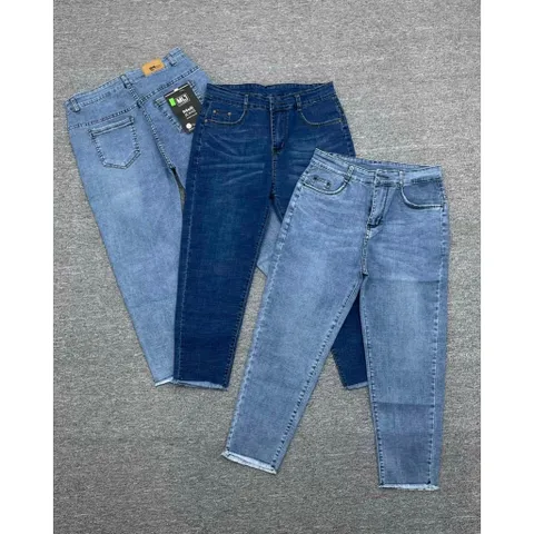 [Bigsize] Quần Jean Nữ 9 Tấc Hàng Co Giãn Mẫu Trơn Màu Xanh Đậm 4210