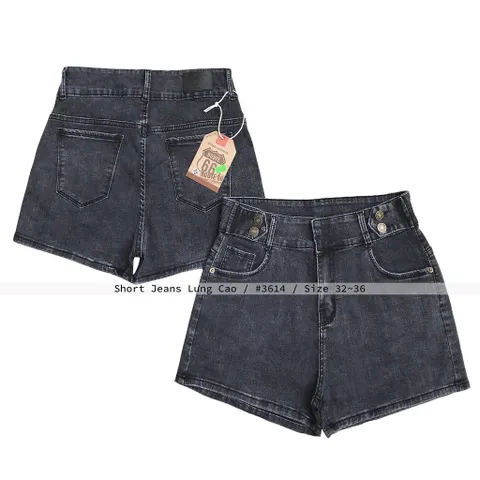 [Bigsize] Quần Sọt Jean Nữ Hàng Co Giãn Mạnh Lưng Cao 2 Nút Màu Xám