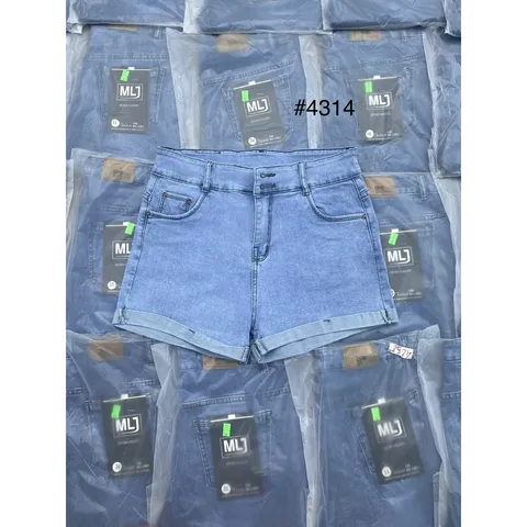 [Bigsize] Quần Sọt Jean Nữ Co Giãn Mạnh Màu Xanh Mẫu Trơn Lật Lai 2 Nút Mã 4314
