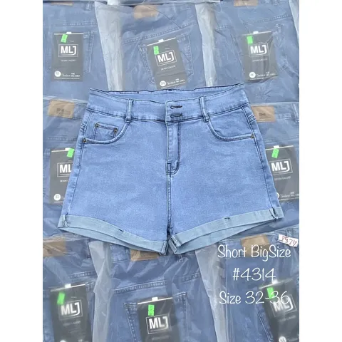 [Bigsize] Quần Sọt Jean Nữ Co Giãn Mạnh Màu Xanh Mẫu Trơn Lật Lai 2 Nút Mã 4314