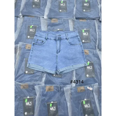 [Bigsize] Quần Sọt Jean Nữ Co Giãn Mạnh Màu Xanh Mẫu Trơn Lật Lai 2 Nút Mã 4314