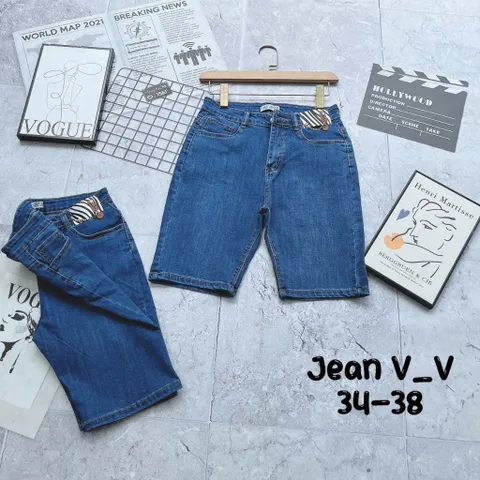 Quần jean lửng gối lưng cao co giãn lưng đíng tag dành cho bạn gái từ 60 đến 70kg
