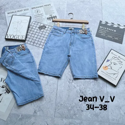 Quần jean lửng gối lưng cao co giãn lưng đíng tag dành cho bạn gái từ 60 đến 70kg