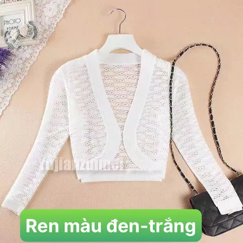 Áo Khoác Ren Lửng Khoác Nhẹ Tay Dài Phối Đầm Hoa Văn Đẹp