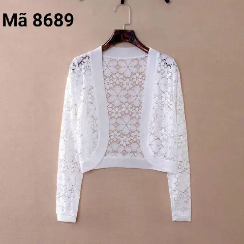 Áo Khoác Ren Lửng Khoác Nhẹ Tay Dài Phối Đầm Hoa Văn Đẹp