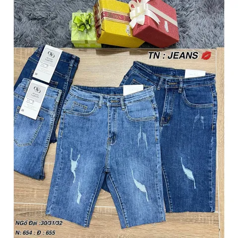 Quần jean lửng gối nữ mẫu cào rách nhẹ vải co giãn từ 50-60kg mã 855