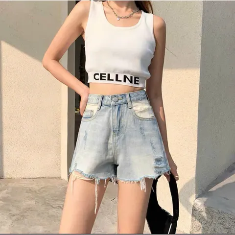 Quần Sọt Jean Nữ Hàng Jean Cotton Mẫu Rách 1 Bên Tua Lai Phối Màu Dành Cho Bạn Gái Từ 35-49kg