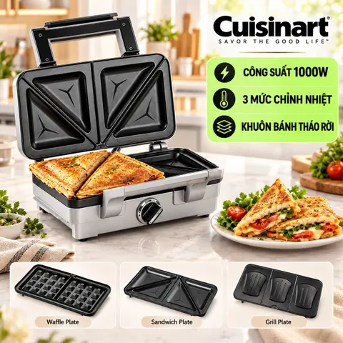 [NHẬP ĐỨC] MÁY KẸP BÁNH MỲ SILVERCREST VÀ CUISINART GR-10E 1000W