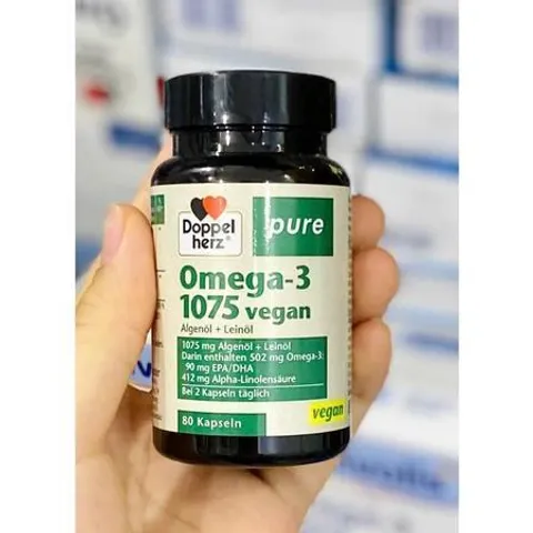 Omega 3 1075 Vegan thuần chay từ dầu tảo và dầu hạt lanh của Đức 80v