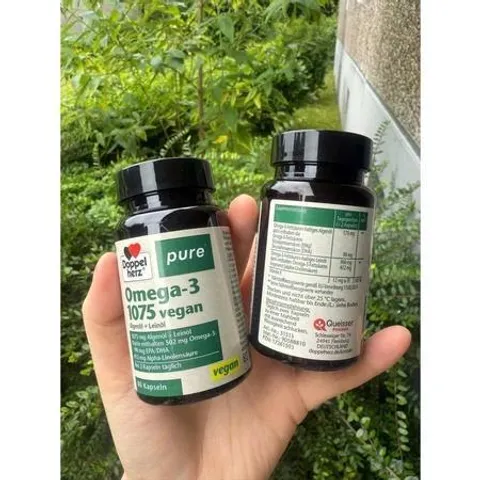 Omega 3 1075 Vegan thuần chay từ dầu tảo và dầu hạt lanh của Đức 80v