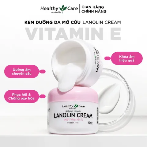 [Hàng Úc] Healthy Care Lanolin Cream With Vitamin E - Kem Dưỡng Da Chống Lão Hóa Nhau Thai Cừu 