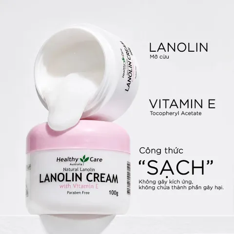 Kem Dưỡng Healthy Care Lanolin Cream Vitamin E 100g Dưỡng Ẩm Chuyên Sâu & Phục Hồi Da 