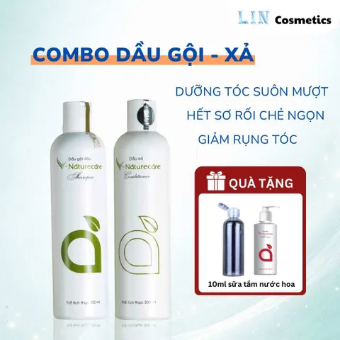 Combo dầu gội dầu xả Vnaturecare phục hồi tóc hư tổn, ngừa tóc rụng cho tóc vào nếp suôn mượt 300ml/ chai