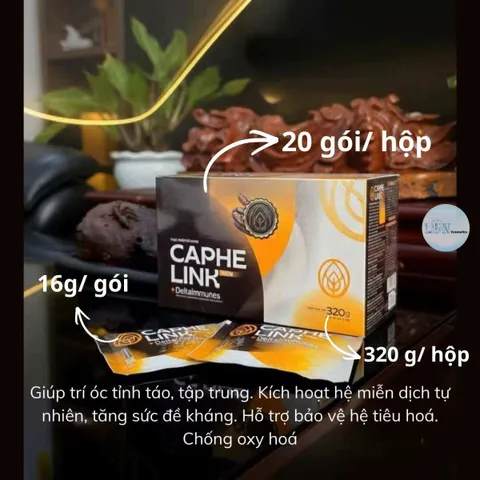 Cà Phê Thảo Dược Caphelink New Tăng Đề Kháng, Giữ Tỉnh Táo Hộp 320g (20 gói x 16g)