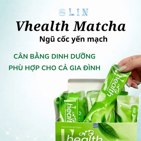 [SALE GÓI DÙNG THỬ] Ngũ cốc dinh dưỡng VHEALTH hương trà xanh, hấp thụ dễ, tiêu hóa khỏe. Vị thanh mát, ít ngọt 10 gói