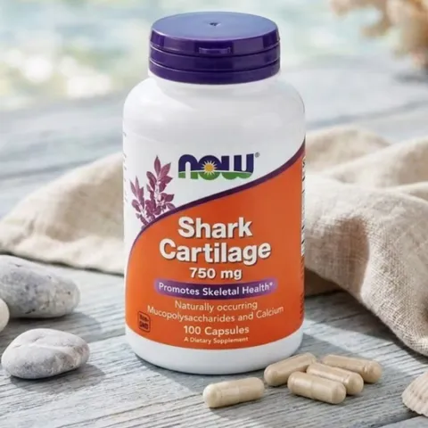 Viên uống Now Shark Cartilage 750 mg |100 viên| Cung cấp dưỡng chất cấu tạo sụn/Kích thích tăng sinh dịch khớp/Chống viêm & Bảo vệ thị lực [SP Chuẩn Mỹ]