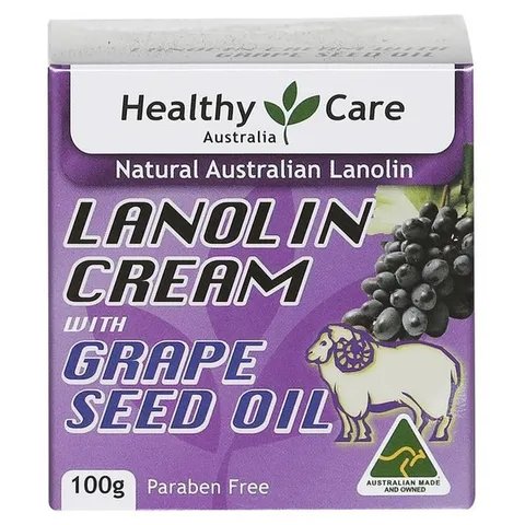 Kem Dưỡng Cừu Và Tinh Dầu Hạt Nho Healthy Care Lanolin Cream With Grape Seed Oil 100g - Hàng Úc