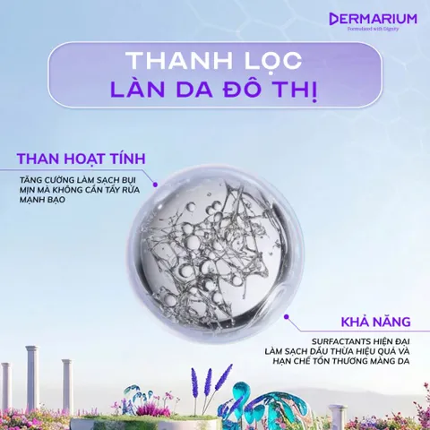 Sữa rửa mặt dạng gel Dermarium Goodnight chứa than hoạt tính làm sạch sâu dịu nhẹ, dung tích 55ml