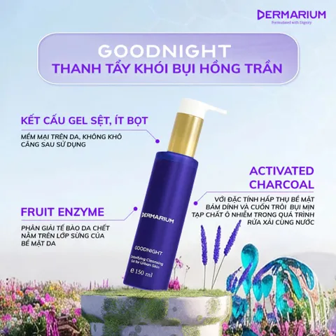 [Dung tích 150ml] Gel Rửa Mặt Than Hoạt Tính Dermarium Goodnight Cleanser 