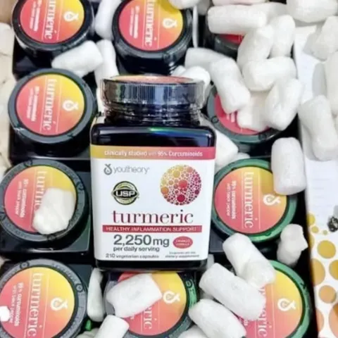 Viên uống Youtheory Turmeric 2250 mg |210 viên| Chống viêm/Hỗ trợ xương khớp chuyên sâu & Hỗ trợ chức năng gan/tiêu hóa [SP Chuẩn Mỹ]
